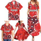 Personalized St. George Illawarra Dragons Family Matching Summer Maxi Dress and Hawaiian Shirt Aboriginal Pattern with Graffiti Style Design