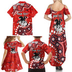 Personalized St. George Illawarra Dragons Family Matching Summer Maxi Dress and Hawaiian Shirt Aboriginal Pattern with Graffiti Style Design