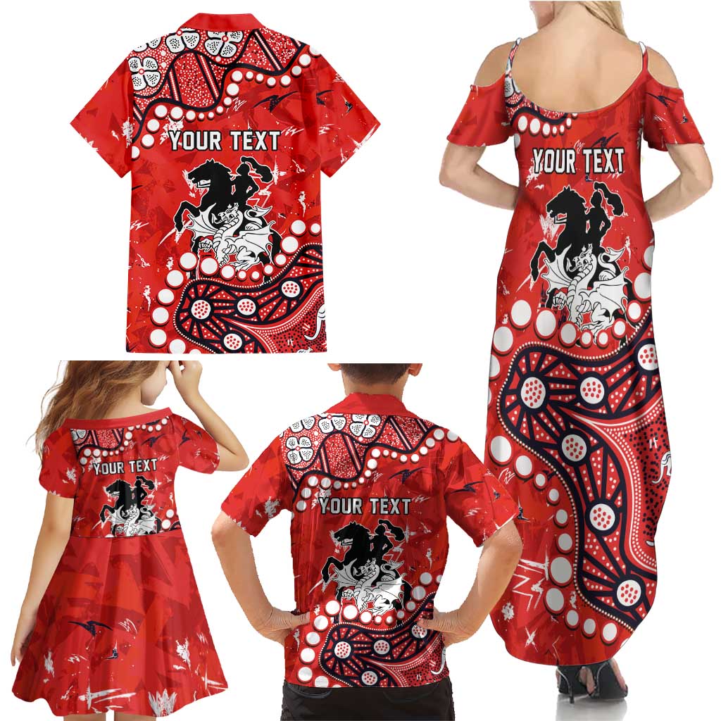 Personalized St. George Illawarra Dragons Family Matching Summer Maxi Dress and Hawaiian Shirt Aboriginal Pattern with Graffiti Style Design