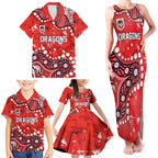 Personalized St. George Illawarra Dragons Family Matching Tank Maxi Dress and Hawaiian Shirt Aboriginal Pattern with Graffiti Style Design