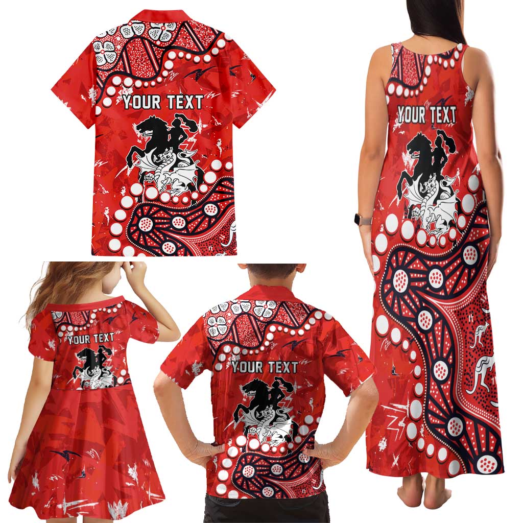Personalized St. George Illawarra Dragons Family Matching Tank Maxi Dress and Hawaiian Shirt Aboriginal Pattern with Graffiti Style Design