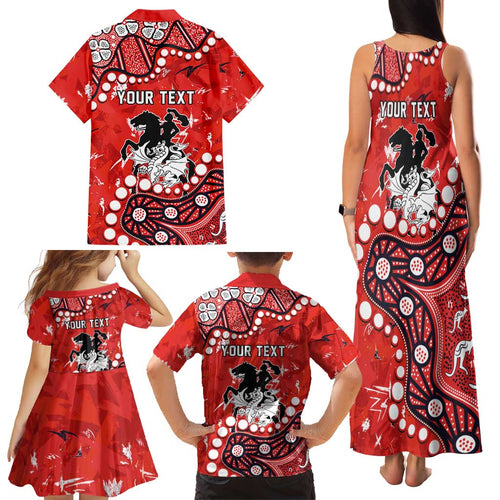 Personalized St. George Illawarra Dragons Family Matching Tank Maxi Dress and Hawaiian Shirt Aboriginal Pattern with Graffiti Style Design