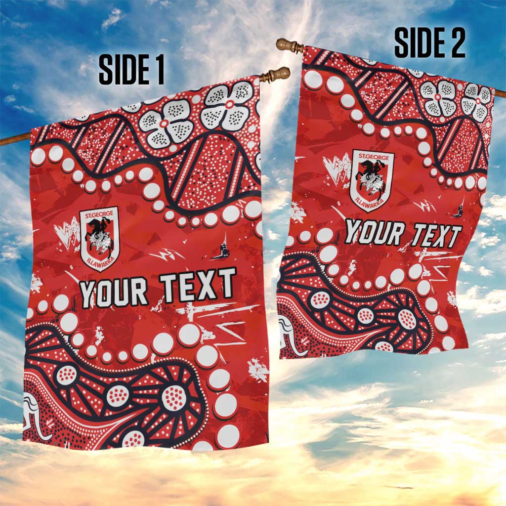 Personalized St. George Illawarra Dragons Garden Flag Aboriginal Pattern with Graffiti Style Design