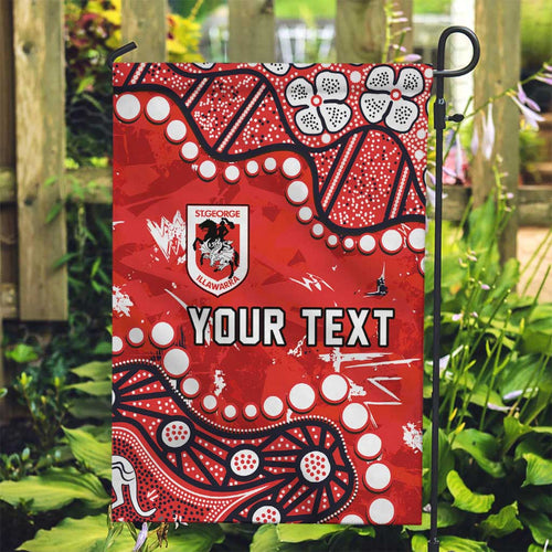 Personalized St. George Illawarra Dragons Garden Flag Aboriginal Pattern with Graffiti Style Design