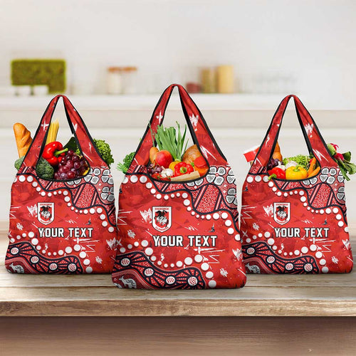 Personalized St. George Illawarra Dragons Grocery Bag Aboriginal Pattern with Graffiti Style Design