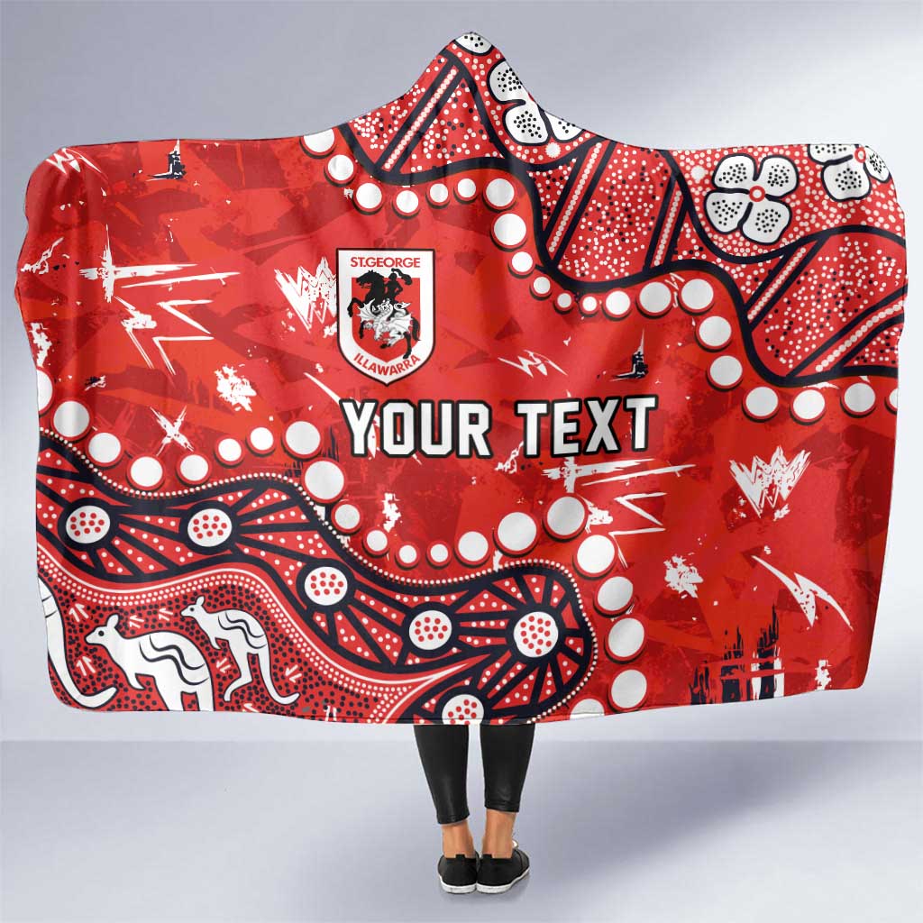 Personalized St. George Illawarra Dragons Hooded Blanket Aboriginal Pattern with Graffiti Style Design