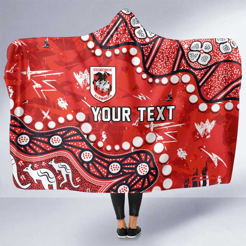 Personalized St. George Illawarra Dragons Hooded Blanket Aboriginal Pattern with Graffiti Style Design