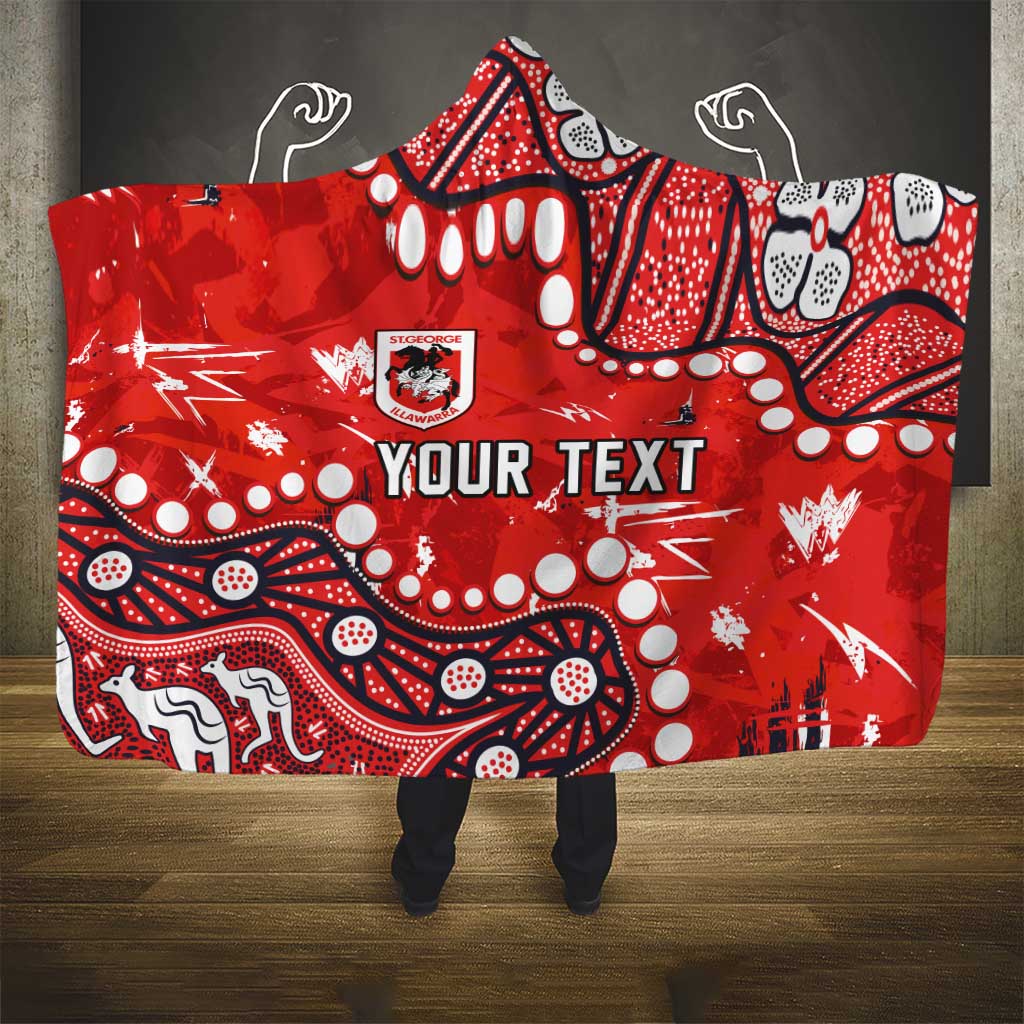 Personalized St. George Illawarra Dragons Hooded Blanket Aboriginal Pattern with Graffiti Style Design