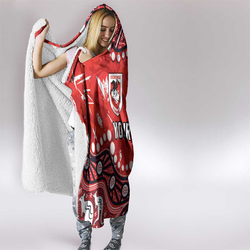 Personalized St. George Illawarra Dragons Hooded Blanket Aboriginal Pattern with Graffiti Style Design