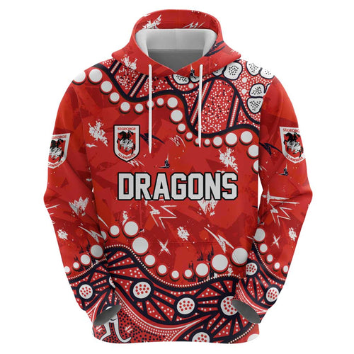 Personalized St. George Illawarra Dragons Hoodie Aboriginal Pattern with Graffiti Style Design