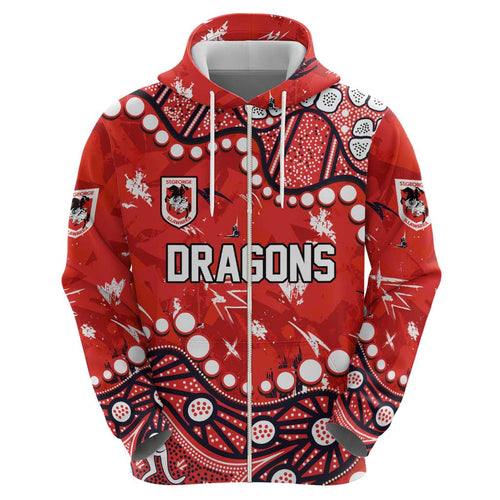 Personalized St. George Illawarra Dragons Hoodie Aboriginal Pattern with Graffiti Style Design