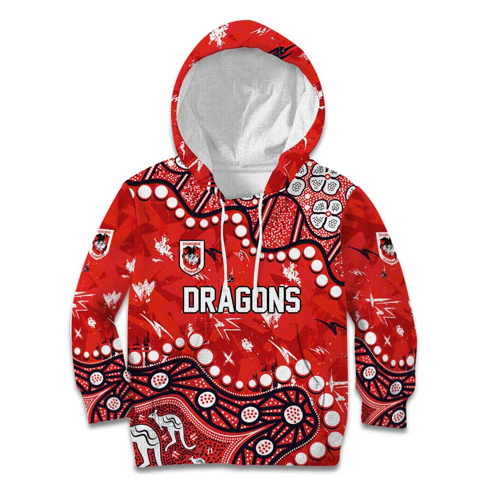Personalized St. George Illawarra Dragons Kid Hoodie Aboriginal Pattern with Graffiti Style Design