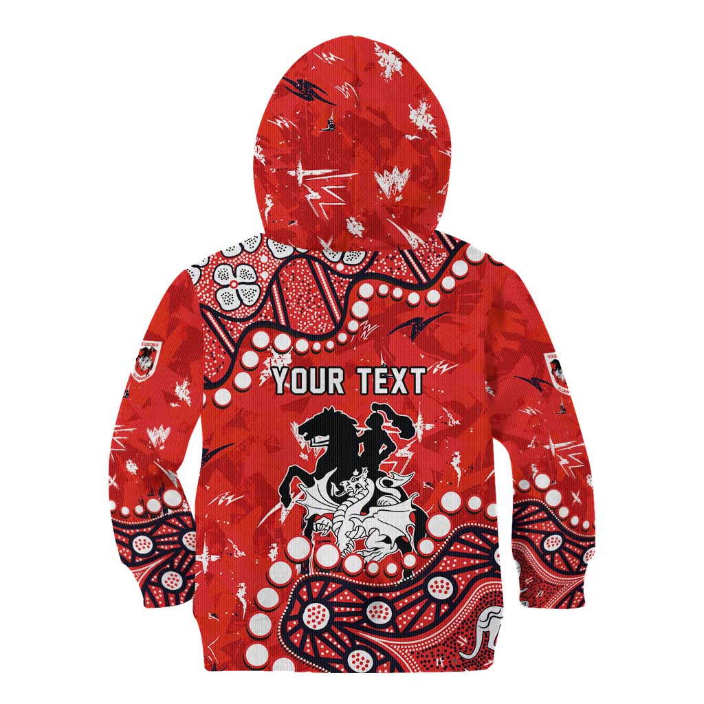 Personalized St. George Illawarra Dragons Kid Hoodie Aboriginal Pattern with Graffiti Style Design