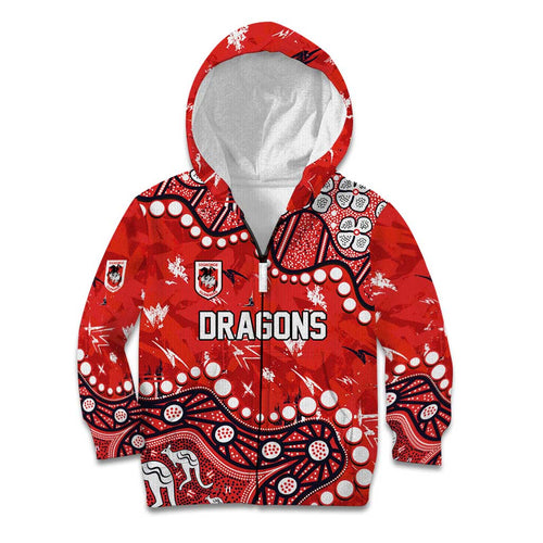 Personalized St. George Illawarra Dragons Kid Hoodie Aboriginal Pattern with Graffiti Style Design