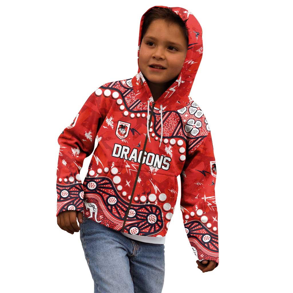 Personalized St. George Illawarra Dragons Kid Hoodie Aboriginal Pattern with Graffiti Style Design