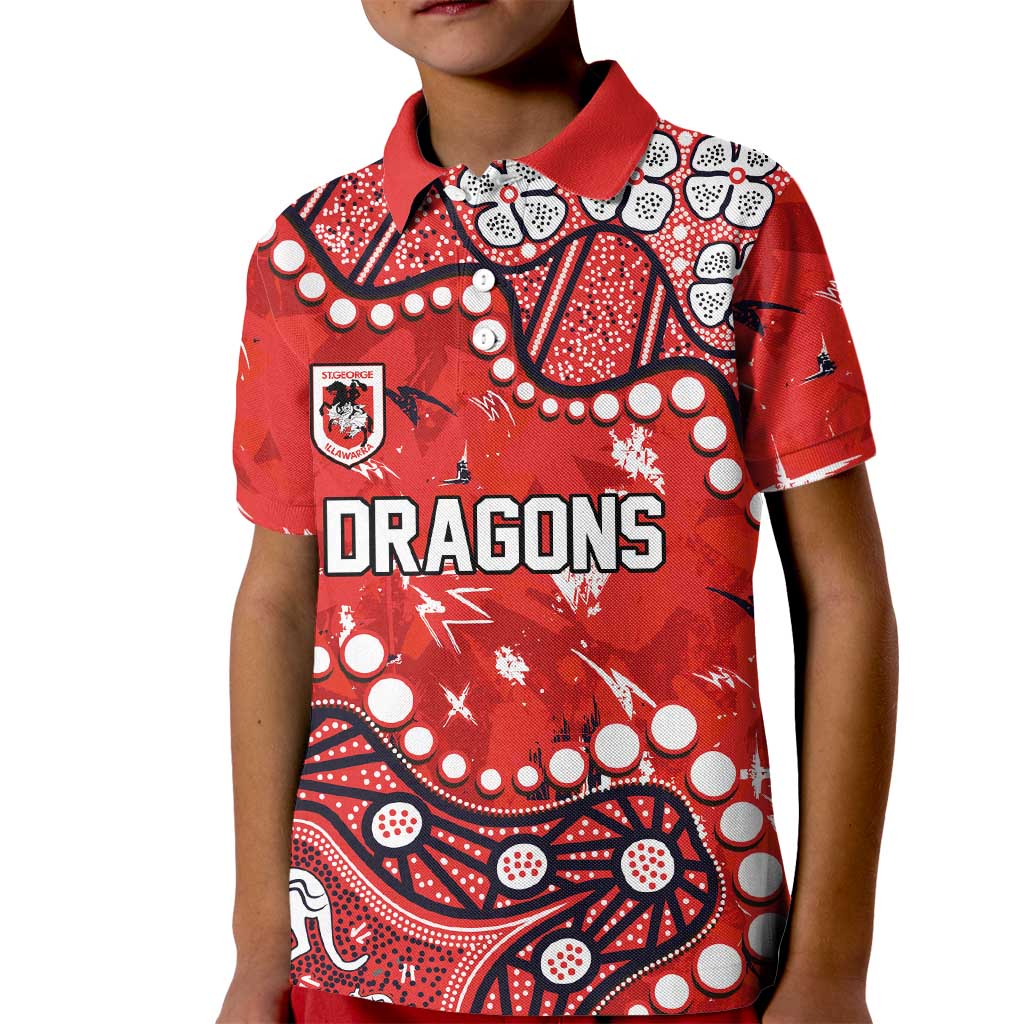 Personalized St. George Illawarra Dragons Kid Polo Shirt Aboriginal Pattern with Graffiti Style Design