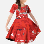 Personalized St. George Illawarra Dragons Kid Short Sleeve Dress Aboriginal Pattern with Graffiti Style Design
