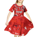 Personalized St. George Illawarra Dragons Kid Short Sleeve Dress Aboriginal Pattern with Graffiti Style Design