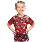 Personalized St. George Illawarra Dragons Kid T Shirt Aboriginal Pattern with Graffiti Style Design