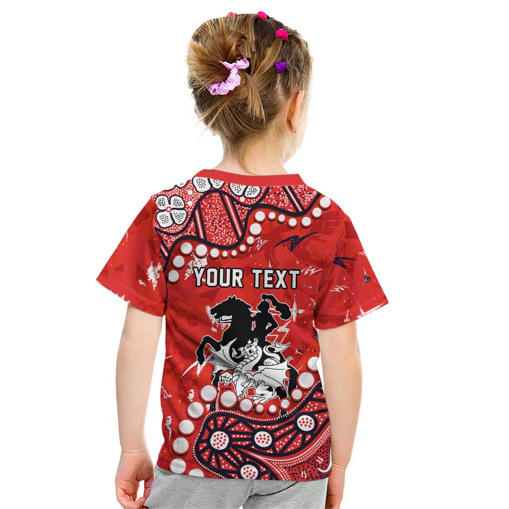 Personalized St. George Illawarra Dragons Kid T Shirt Aboriginal Pattern with Graffiti Style Design