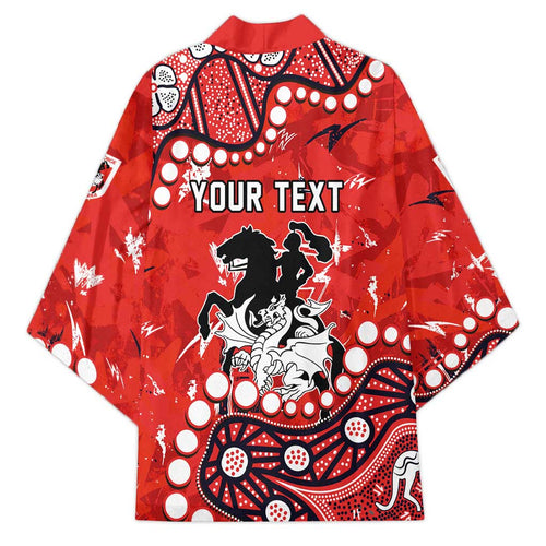 Personalized St. George Illawarra Dragons Kimono Aboriginal Pattern with Graffiti Style Design