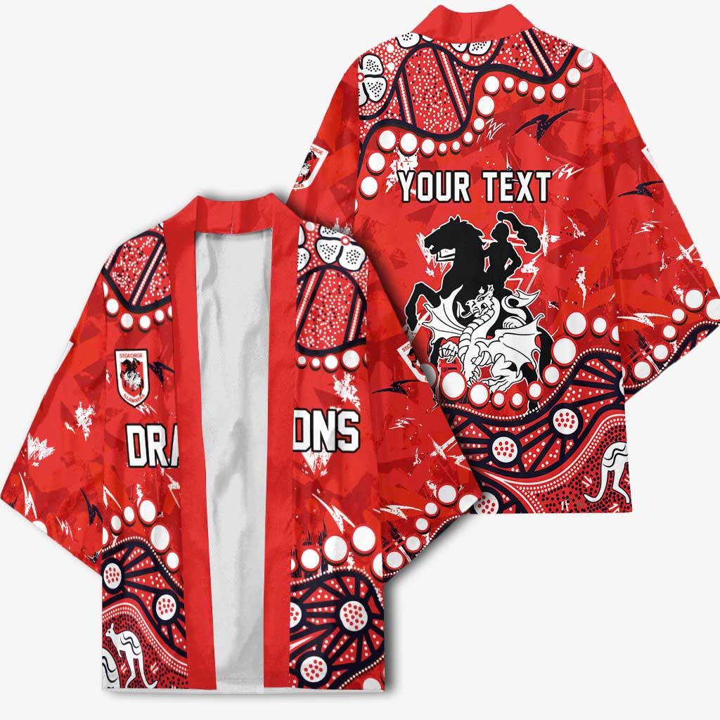 Personalized St. George Illawarra Dragons Kimono Aboriginal Pattern with Graffiti Style Design