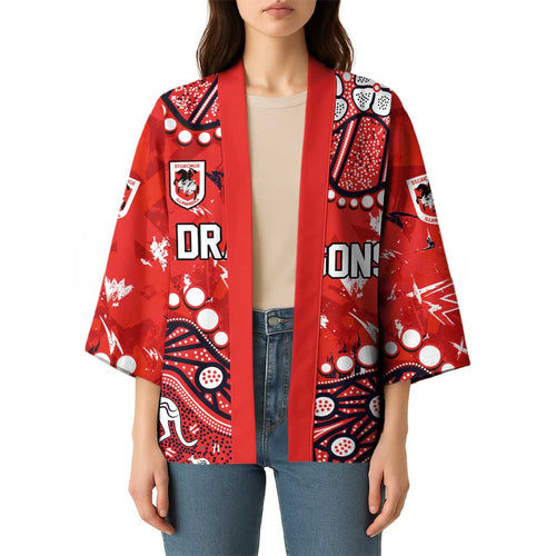 Personalized St. George Illawarra Dragons Kimono Aboriginal Pattern with Graffiti Style Design