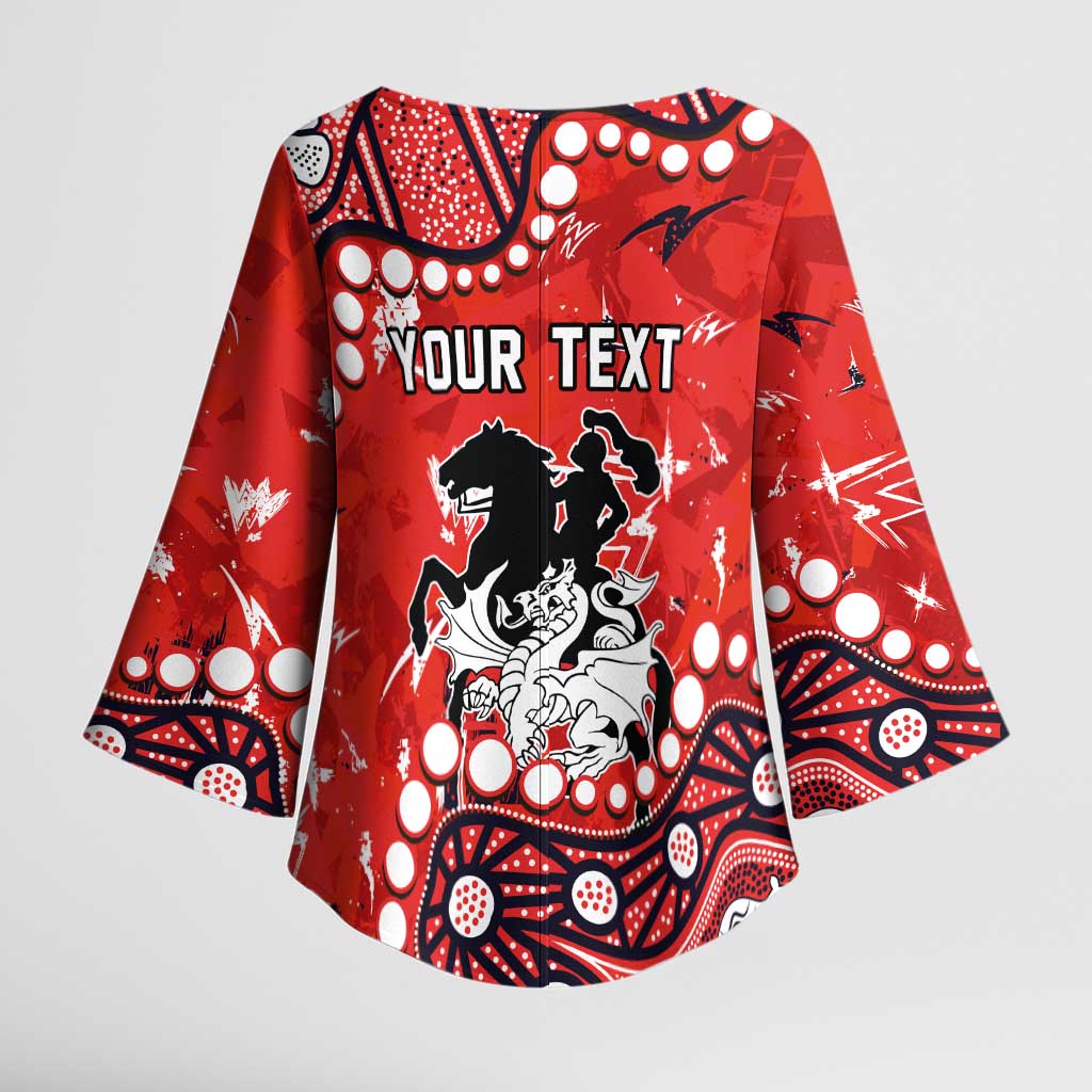 Personalized St. George Illawarra Dragons Kimono Sleeve Blouse Aboriginal Pattern with Graffiti Style Design