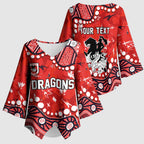 Personalized St. George Illawarra Dragons Kimono Sleeve Blouse Aboriginal Pattern with Graffiti Style Design