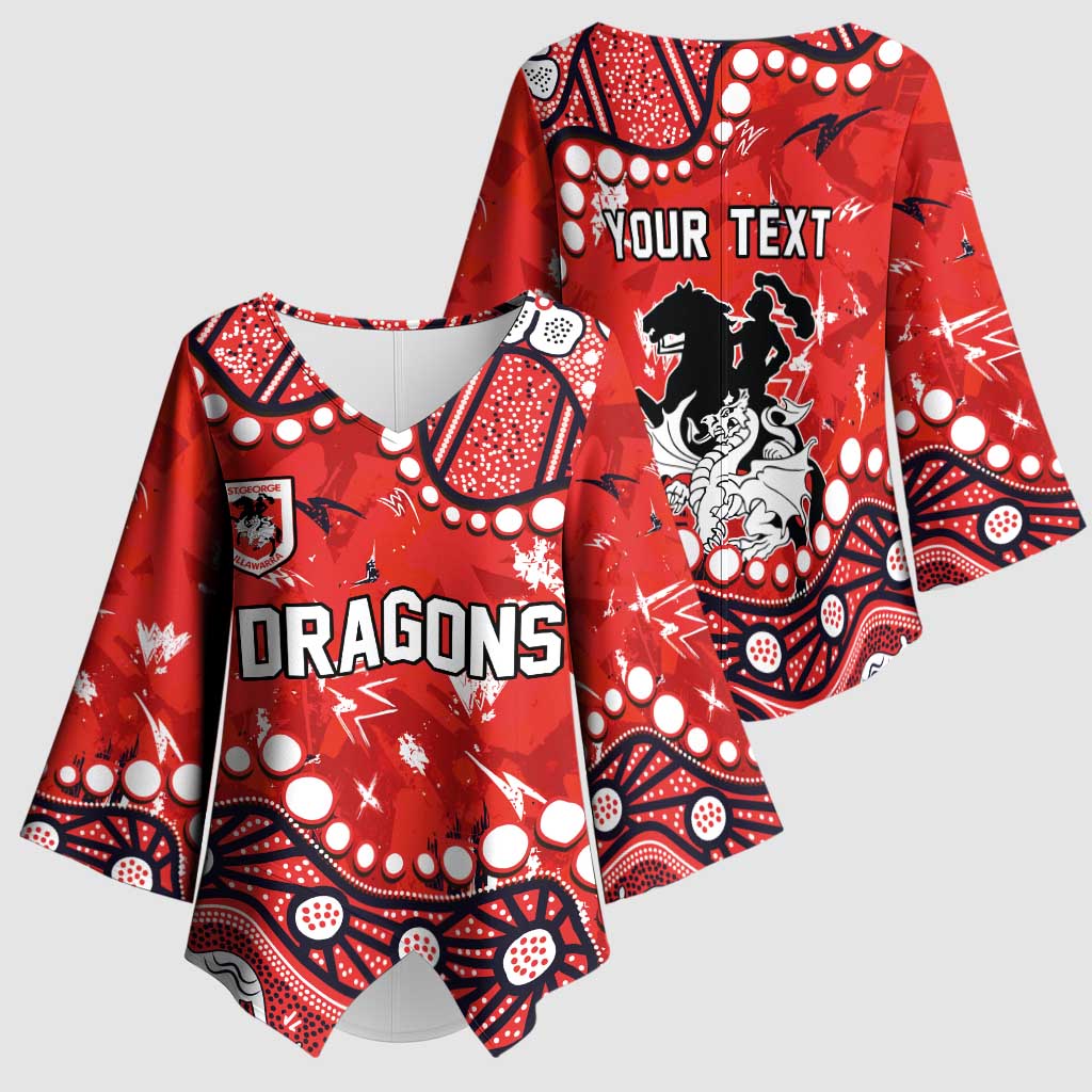 Personalized St. George Illawarra Dragons Kimono Sleeve Blouse Aboriginal Pattern with Graffiti Style Design