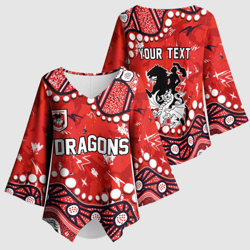 Personalized St. George Illawarra Dragons Kimono Sleeve Blouse Aboriginal Pattern with Graffiti Style Design
