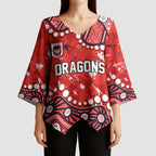 Personalized St. George Illawarra Dragons Kimono Sleeve Blouse Aboriginal Pattern with Graffiti Style Design