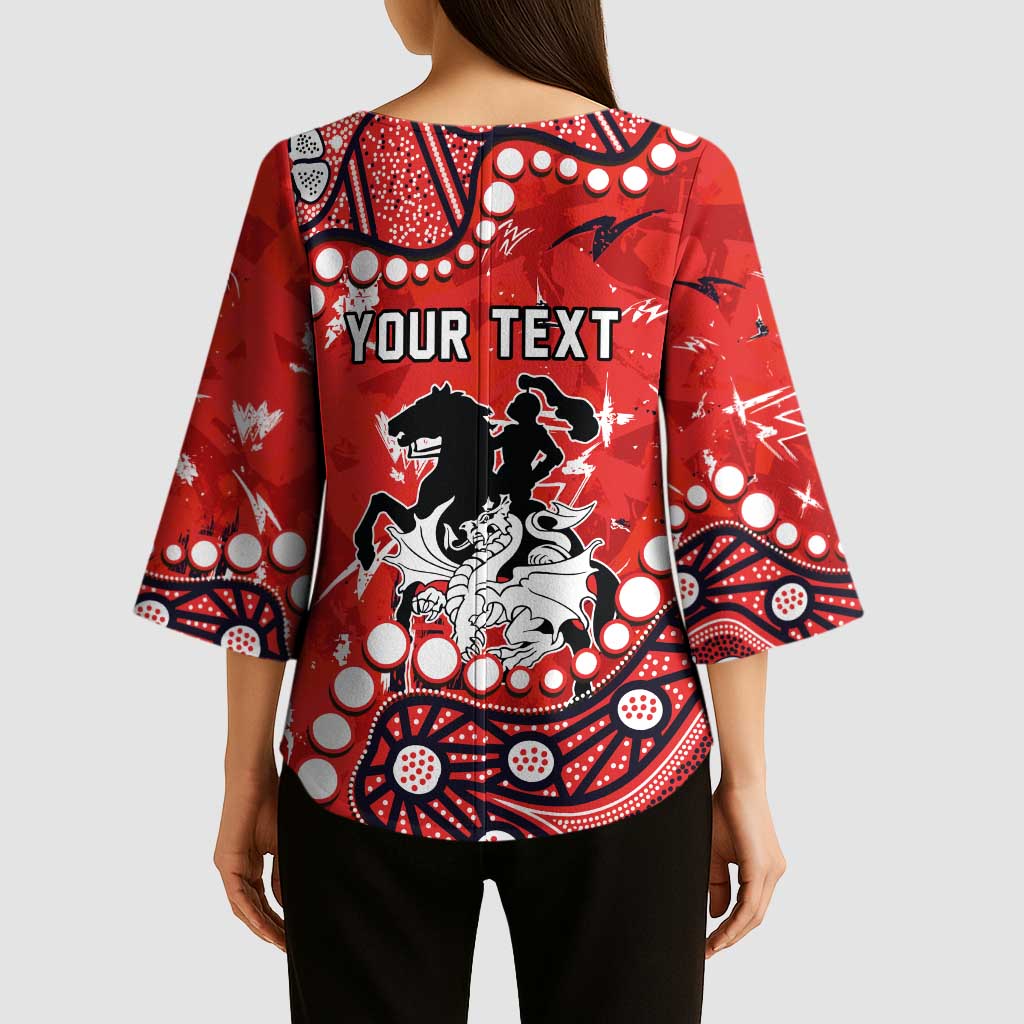 Personalized St. George Illawarra Dragons Kimono Sleeve Blouse Aboriginal Pattern with Graffiti Style Design
