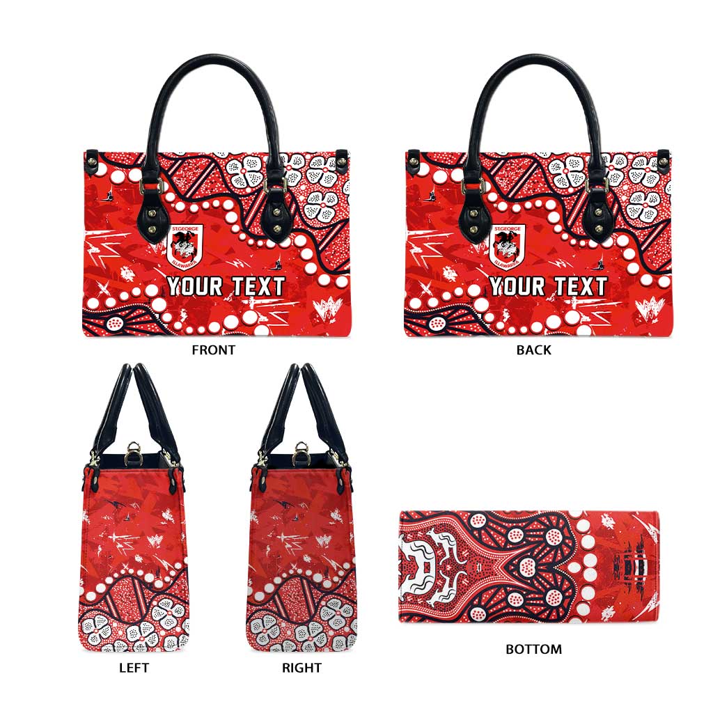 Personalized St. George Illawarra Dragons Leather Bag Aboriginal Pattern with Graffiti Style Design