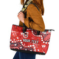 Personalized St. George Illawarra Dragons Leather Tote Bag Aboriginal Pattern with Graffiti Style Design