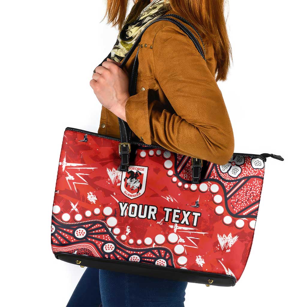 Personalized St. George Illawarra Dragons Leather Tote Bag Aboriginal Pattern with Graffiti Style Design
