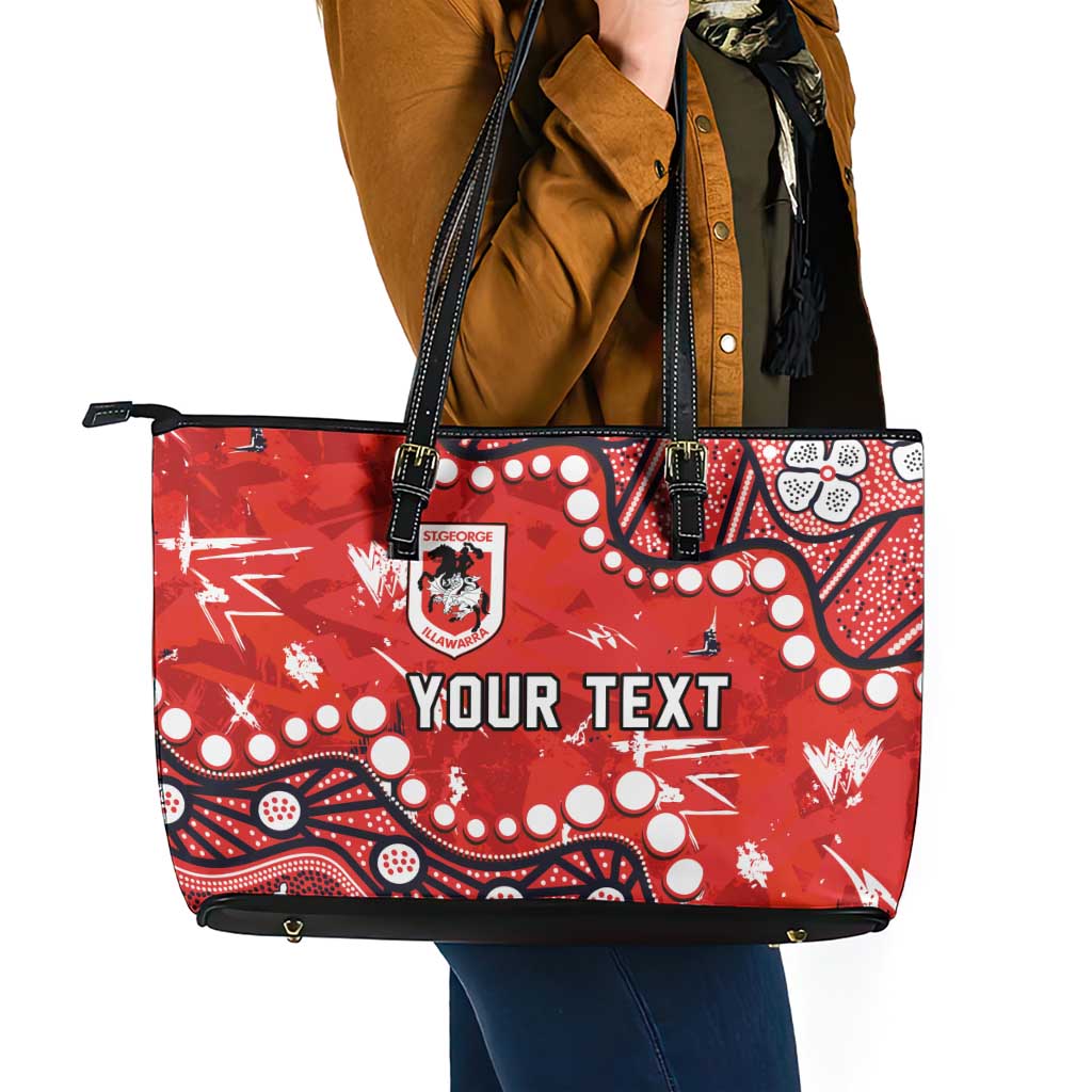 Personalized St. George Illawarra Dragons Leather Tote Bag Aboriginal Pattern with Graffiti Style Design