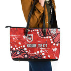 Personalized St. George Illawarra Dragons Leather Tote Bag Aboriginal Pattern with Graffiti Style Design