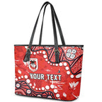 Personalized St. George Illawarra Dragons Leather Tote Bag Aboriginal Pattern with Graffiti Style Design