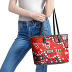 Personalized St. George Illawarra Dragons Leather Tote Bag Aboriginal Pattern with Graffiti Style Design