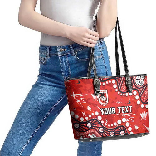 Personalized St. George Illawarra Dragons Leather Tote Bag Aboriginal Pattern with Graffiti Style Design