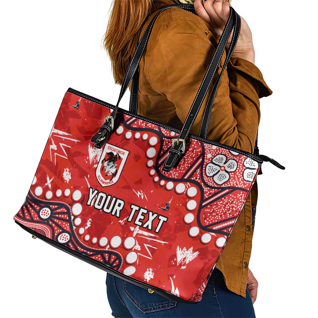 Personalized St. George Illawarra Dragons Leather Tote Bag Aboriginal Pattern with Graffiti Style Design