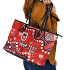Personalized St. George Illawarra Dragons Leather Tote Bag Aboriginal Pattern with Graffiti Style Design