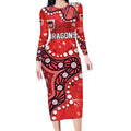 Personalized St. George Illawarra Dragons Long Sleeve Bodycon Dress Aboriginal Pattern with Graffiti Style Design
