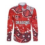 Personalized St. George Illawarra Dragons Long Sleeve Button Shirt Aboriginal Pattern with Graffiti Style Design