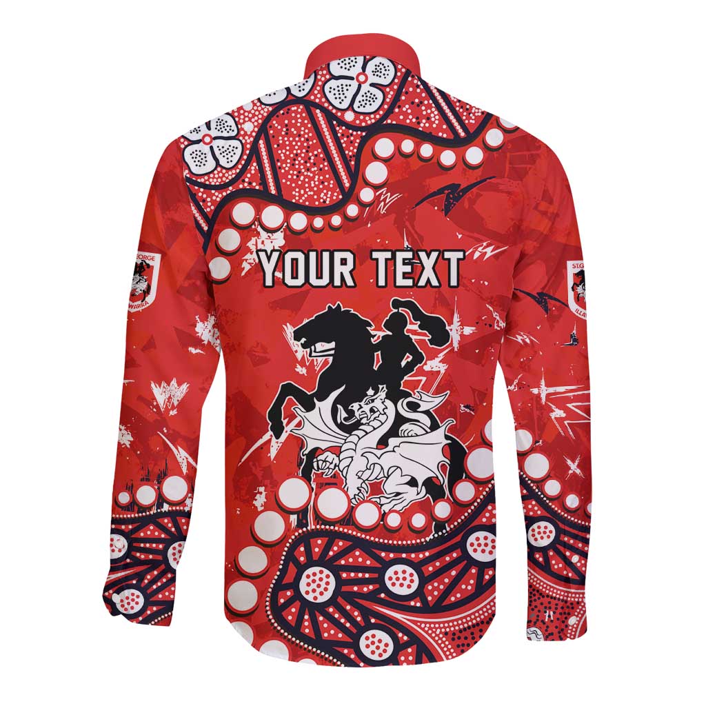 Personalized St. George Illawarra Dragons Long Sleeve Button Shirt Aboriginal Pattern with Graffiti Style Design