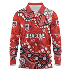 Personalized St. George Illawarra Dragons Long Sleeve Polo Shirt Aboriginal Pattern with Graffiti Style Design