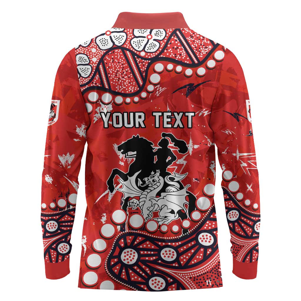 Personalized St. George Illawarra Dragons Long Sleeve Polo Shirt Aboriginal Pattern with Graffiti Style Design