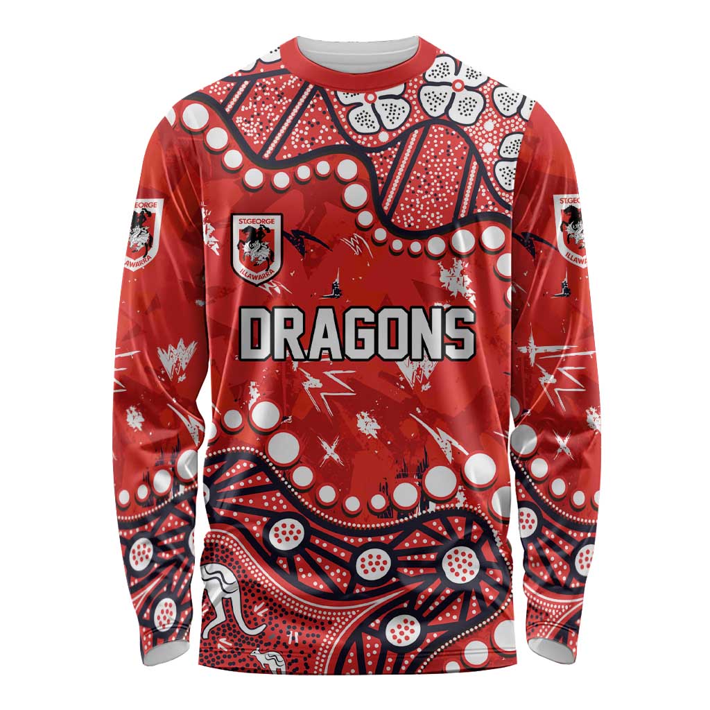 Personalized St. George Illawarra Dragons Long Sleeve Shirt Aboriginal Pattern with Graffiti Style Design