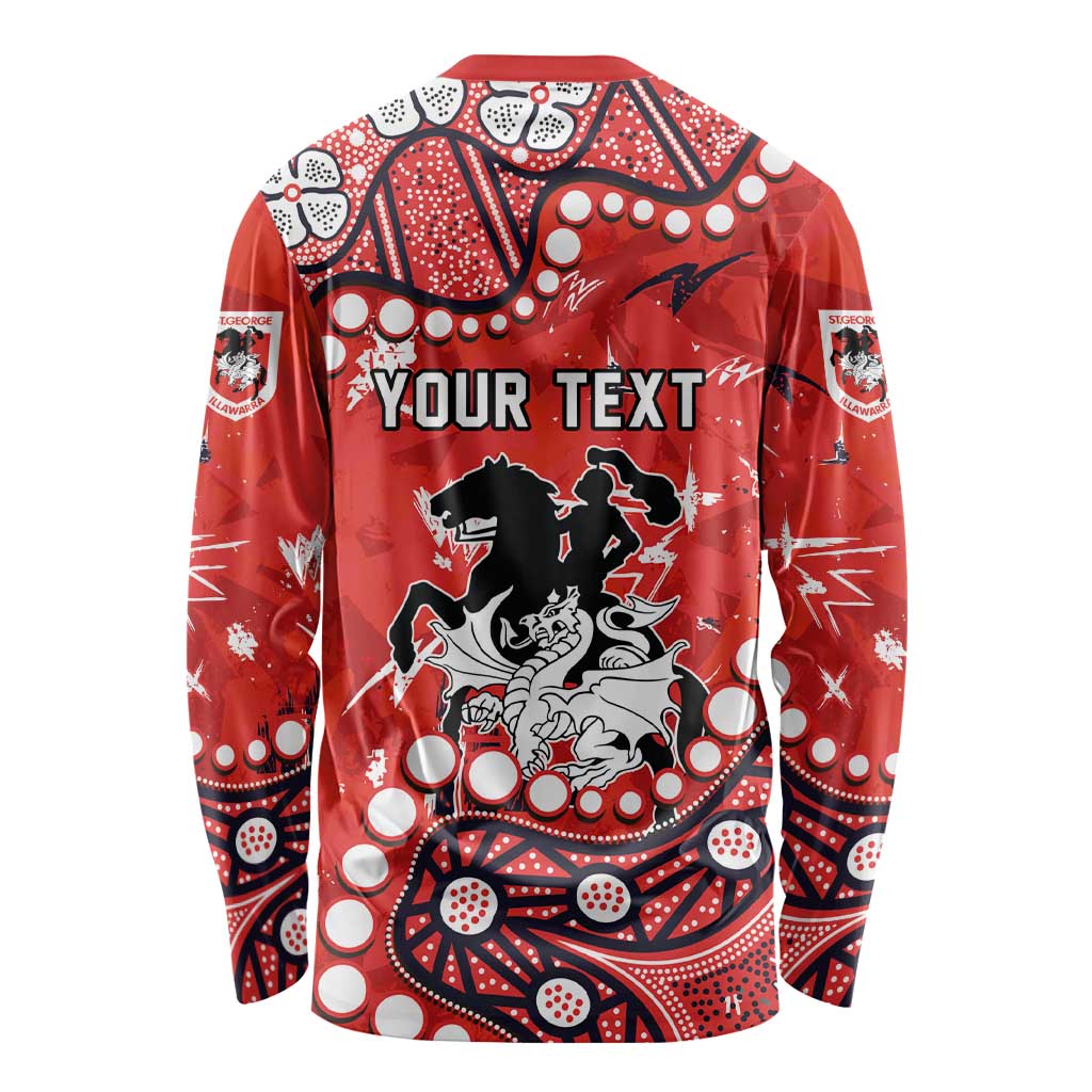 Personalized St. George Illawarra Dragons Long Sleeve Shirt Aboriginal Pattern with Graffiti Style Design